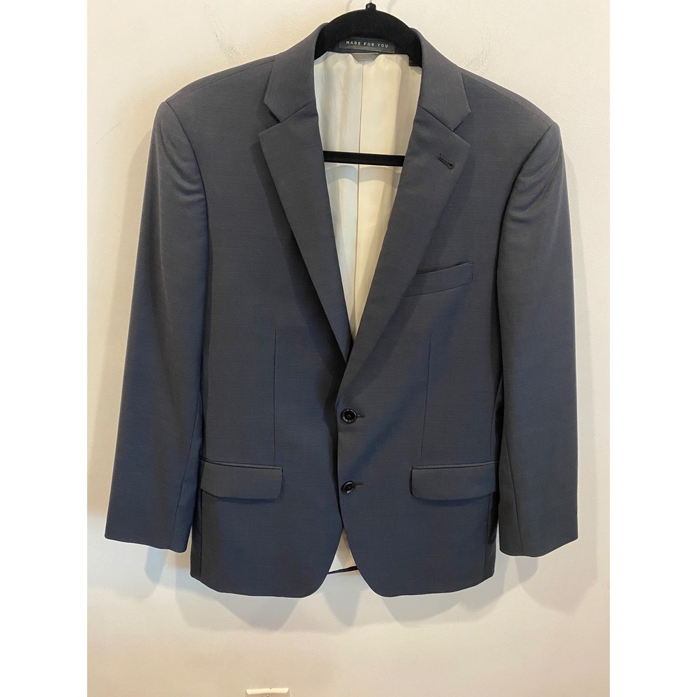 Indochino Men Custom Made Wool Suit Jacket Blazer ‎ Blue Two Button